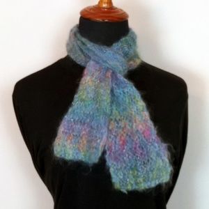 Handmade Rainbow Scarf w/Metallic Thread